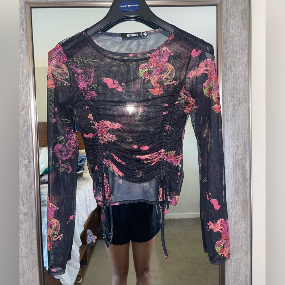 sheer scrunch crop top